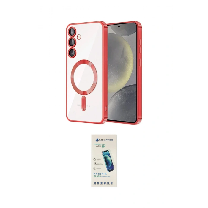 MARSİLYAN™- Galaxy S24 Kılıf Nova Işık Özel Seri - Şeffaf Pasifik Cam Ekran Koruyucu