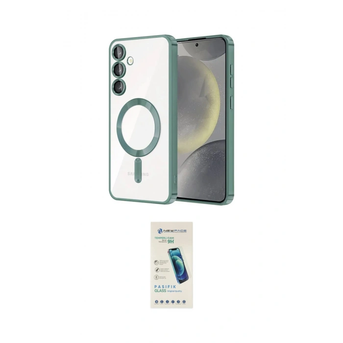 MARSİLYAN™- Galaxy S24 Kılıf Nova Işık Özel Seri - Şeffaf Pasifik Cam Ekran Koruyucu