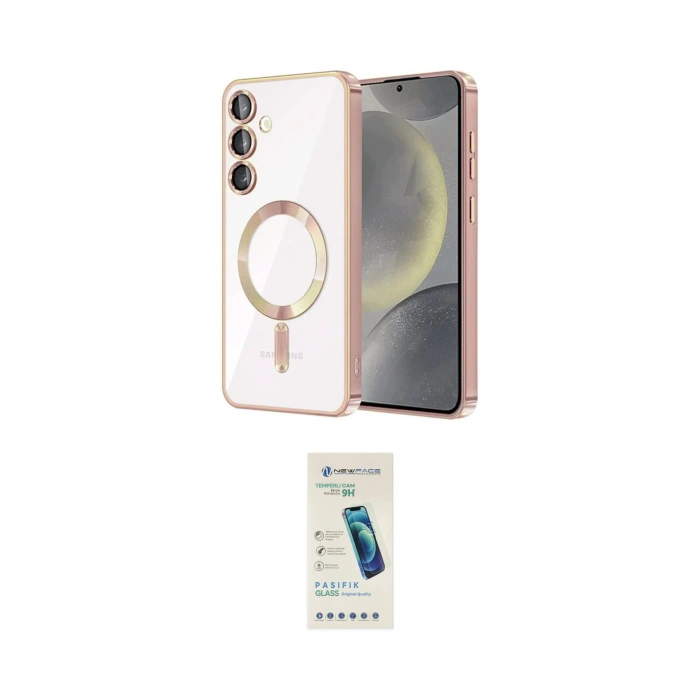 MARSİLYAN™- Galaxy S24 Kılıf Nova Işık Özel Seri - Şeffaf Pasifik Cam Ekran Koruyucu