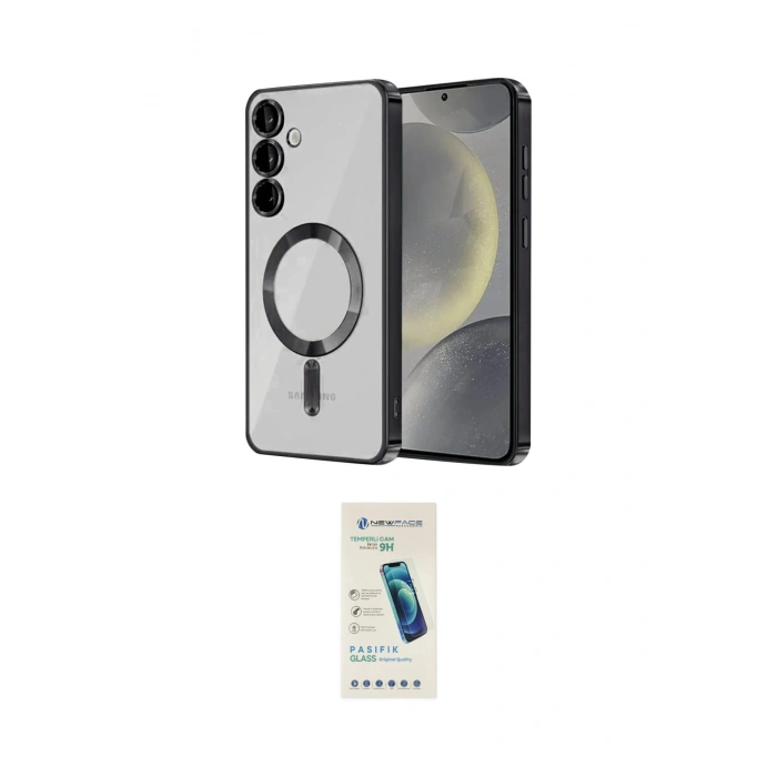 MARSİLYAN™- Galaxy S24 Kılıf Nova Işık Özel Seri - Şeffaf Pasifik Cam Ekran Koruyucu
