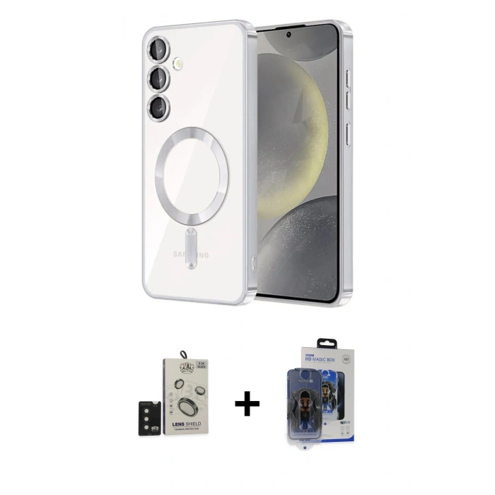 MARSİLYAN™- Galaxy S24 Kılıf Nova Işık Özel Seri - Siyah Vanessa Magic Cam + Bilvis Titan Kamera Lens - SH