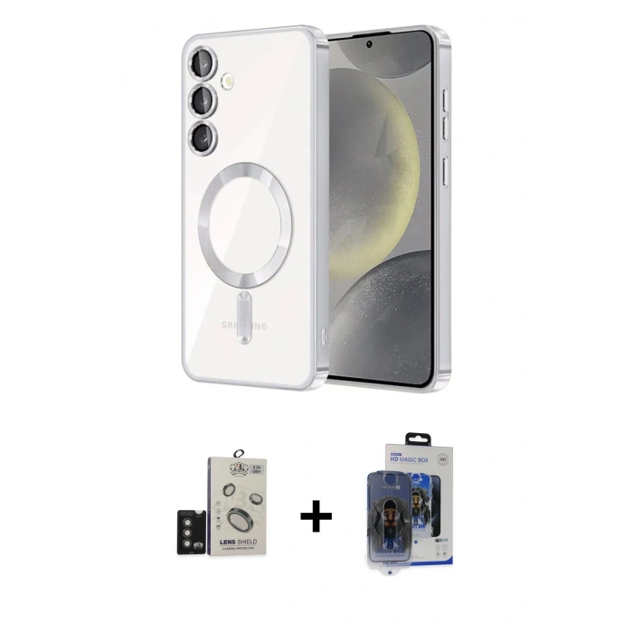 MARSİLYAN™- Galaxy S24 Kılıf Nova Işık Özel Seri - Siyah Vanessa Magic Cam + Bilvis Titan Kamera Lens - TMGI