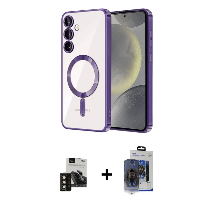 MARSİLYAN™- Galaxy S24 Kılıf Nova Işık Özel Seri - Siyah Vanessa Magic Cam + PVD Metal Kamera Lens - GD