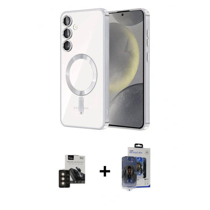 MARSİLYAN™- Galaxy S24 Kılıf Nova Işık Özel Seri - Siyah Vanessa Magic Cam + PVD Metal Kamera Lens - GD