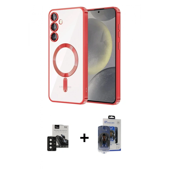 MARSİLYAN™- Galaxy S24 Kılıf Nova Işık Özel Seri - Siyah Vanessa Magic Cam + PVD Metal Kamera Lens - SH