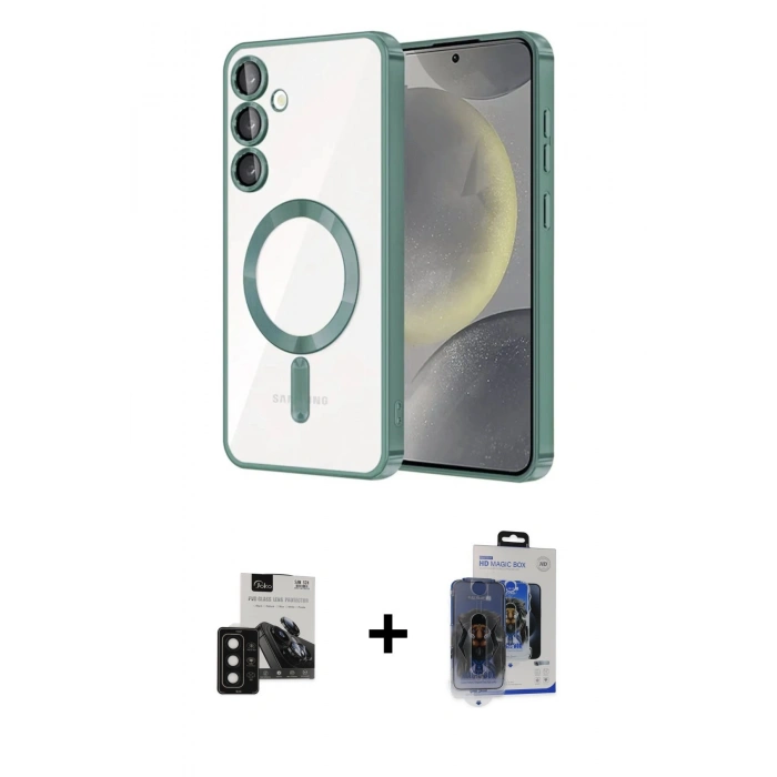 MARSİLYAN™- Galaxy S24 Kılıf Nova Işık Özel Seri - Siyah Vanessa Magic Cam + PVD Metal Kamera Lens - SH
