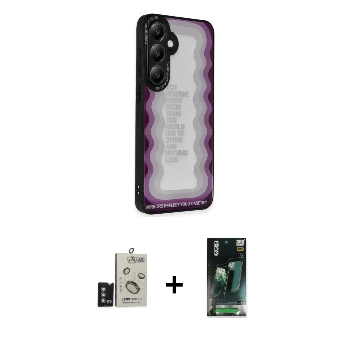 MARSİLYAN™- Galaxy S24 Kılıf Odak Klasik Serisi - Şeffaf 360 Full Body Arka Koruyucu + Bilvis Titan Kamera Lens - DNMR