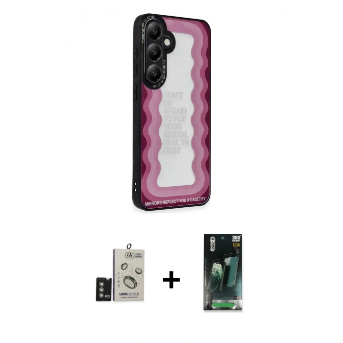 MARSİLYAN™- Galaxy S24 Kılıf Odak Klasik Serisi - Şeffaf 360 Full Body Arka Koruyucu + Bilvis Titan Kamera Lens - DNMR