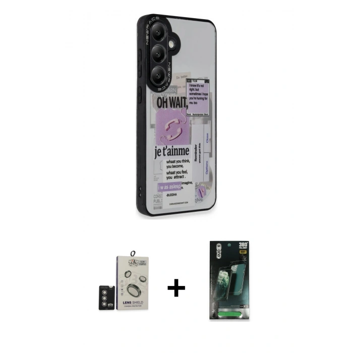 MARSİLYAN™- Galaxy S24 Kılıf Odak Klasik Serisi - Şeffaf 360 Full Body Arka Koruyucu + Bilvis Titan Kamera Lens - DNMR