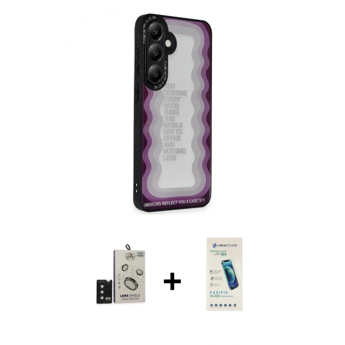 MARSİLYAN™- Galaxy S24 Kılıf Odak Klasik Serisi - Şeffaf Pasifik Cam Ekran Koruyucu + Bilvis Titan Kamera Lens - SH