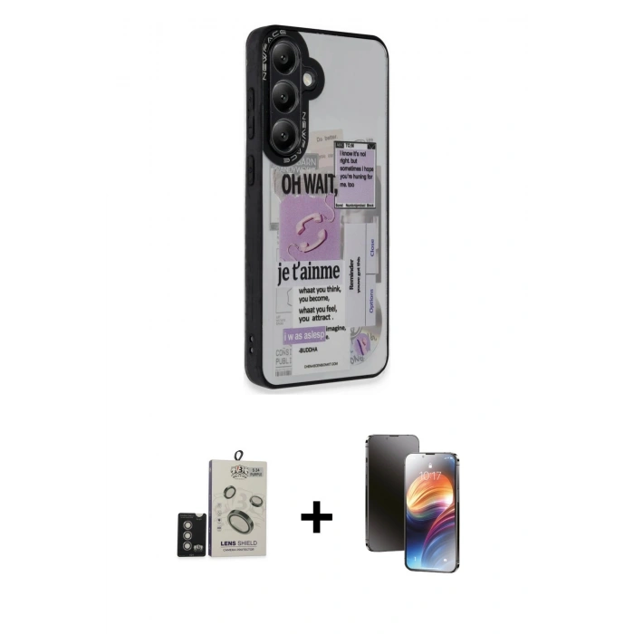 MARSİLYAN™- Galaxy S24 Kılıf Odak Klasik Serisi - Siyah 3D Antistatik Mat Seramik Nano Ekran Koruyucu + Bilvis Titan Kamera Lens - DNMR