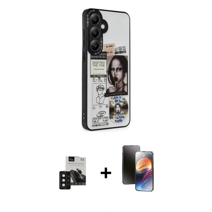 MARSİLYAN™- Galaxy S24 Kılıf Odak Klasik Serisi - Siyah 3D Antistatik Mat Seramik Nano Ekran Koruyucu + PVD Metal Kamera Lens - SH