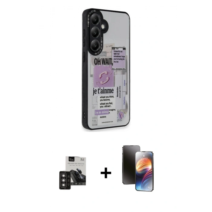 MARSİLYAN™- Galaxy S24 Kılıf Odak Klasik Serisi - Siyah 3D Antistatik Mat Seramik Nano Ekran Koruyucu + PVD Metal Kamera Lens - TNGI