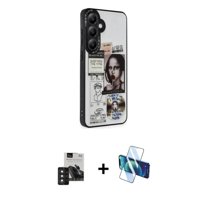 MARSİLYAN™- Galaxy S24 Kılıf Odak Klasik Serisi - Siyah 3D Antistatik Seramik Nano Ekran Koruyucu + PVD Metal Kamera Lens - DNMR