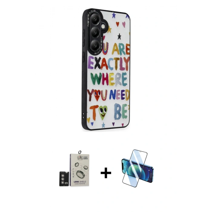 MARSİLYAN™- Galaxy S24 Kılıf Odak Klasik Serisi - Siyah 3D Antistatik Seramik Nano Ekran Koruyucu + Bilvis Titan Kamera Lens - DNMR