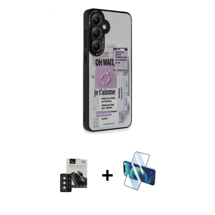 MARSİLYAN™- Galaxy S24 Kılıf Odak Klasik Serisi - Siyah 3D Antistatik Seramik Nano Ekran Koruyucu + PVD Metal Kamera Lens - DNMR