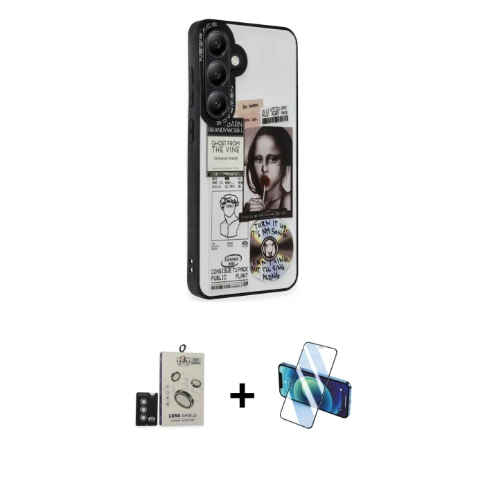 MARSİLYAN™- Galaxy S24 Kılıf Odak Klasik Serisi - Siyah 3D Antistatik Seramik Nano Ekran Koruyucu + Bilvis Titan Kamera Lens - DNMR