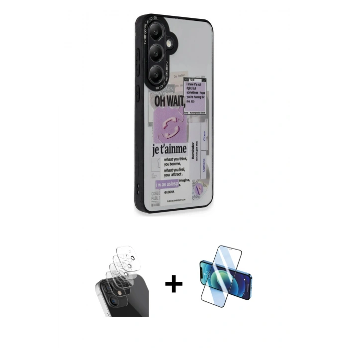MARSİLYAN™- Galaxy S24 Kılıf Odak Klasik Serisi - Siyah 3D Antistatik Seramik Nano Ekran Koruyucu + Kamera Lens Koruma Cam - SF