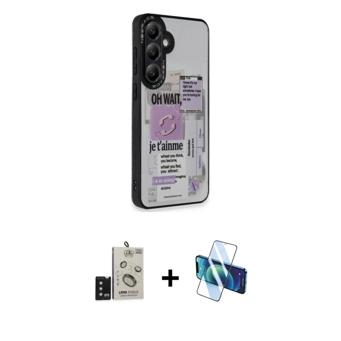 MARSİLYAN™- Galaxy S24 Kılıf Odak Klasik Serisi - Siyah 3D Antistatik Seramik Nano Ekran Koruyucu + Bilvis Titan Kamera Lens - SH
