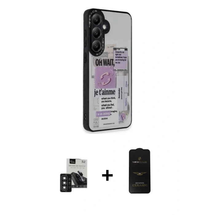 MARSİLYAN™- Galaxy S24 Kılıf Odak Klasik Serisi - Siyah 6D Antistatik Mat Seramik Hayalet Nano Ekran Koruyucu + PVD Metal Kamera Lens - DNMR