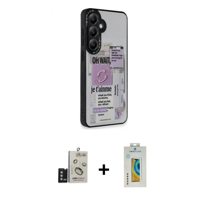 MARSİLYAN™- Galaxy S24 Kılıf Odak Klasik Serisi - Siyah Polymer Nano Ekran Koruyucu + Bilvis Titan Kamera Lens - DNMR