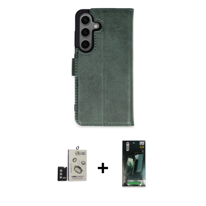 MARSİLYAN™- Galaxy S24 Kılıf Siluet Işık Serisi - Siyah 360 Mat Full Body Arka Koruyucu + Bilvis Titan Kamera Lens - DNMR