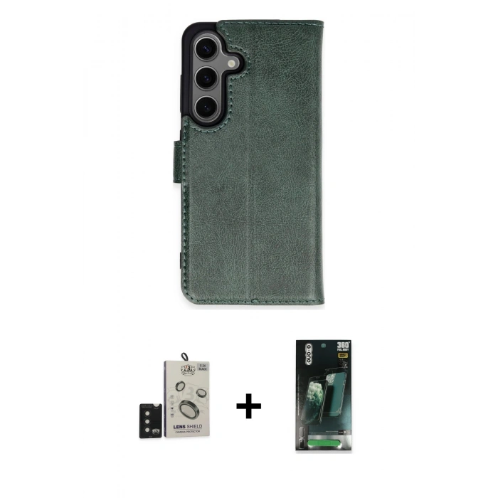 MARSİLYAN™- Galaxy S24 Kılıf Siluet Işık Serisi - Siyah 360 Mat Full Body Arka Koruyucu + Bilvis Titan Kamera Lens - SH