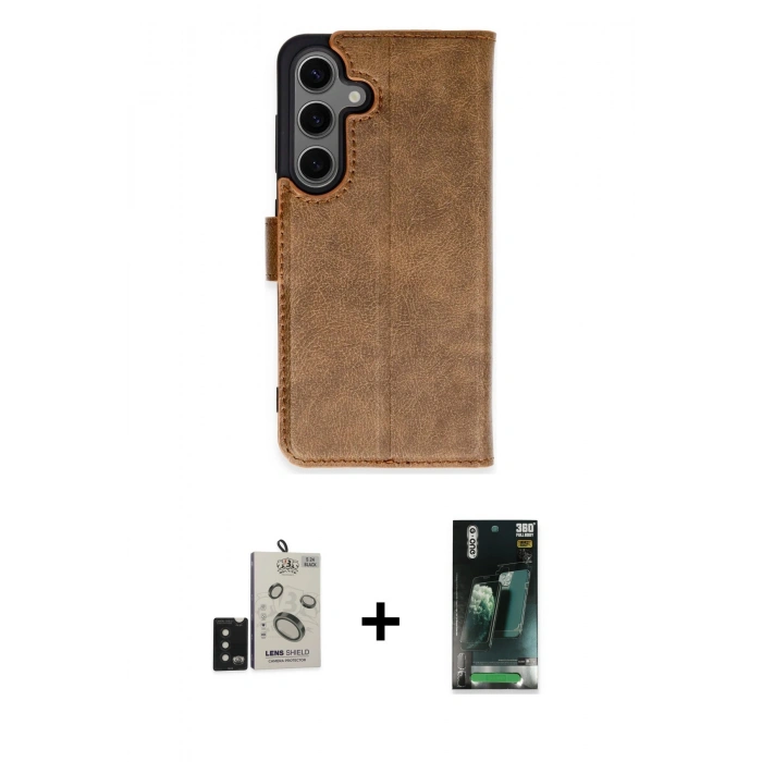 MARSİLYAN™- Galaxy S24 Kılıf Siluet Işık Serisi - Siyah 360 Mat Full Body Arka Koruyucu + Bilvis Titan Kamera Lens - SH
