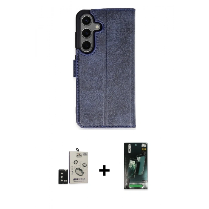 MARSİLYAN™- Galaxy S24 Kılıf Siluet Işık Serisi - Siyah 360 Mat Full Body Arka Koruyucu + Bilvis Titan Kamera Lens - SH