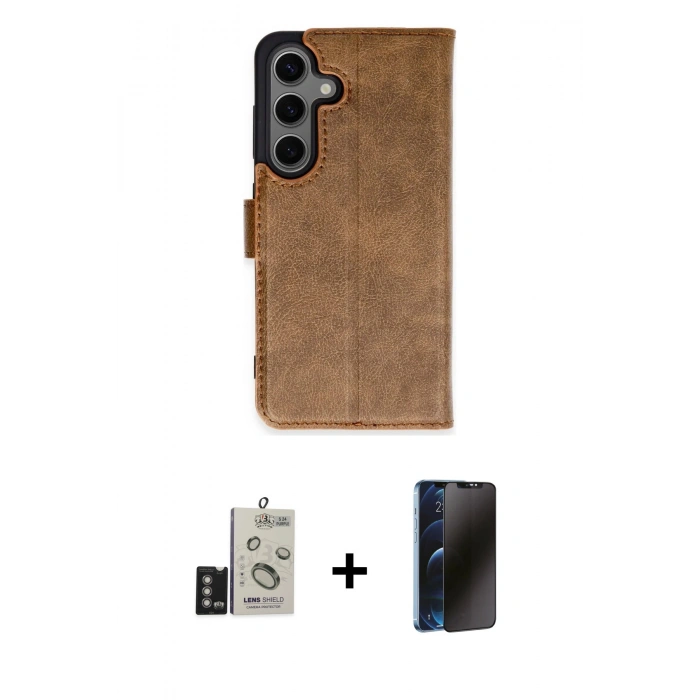 MARSİLYAN™- Galaxy S24 Kılıf Siluet Işık Serisi - Siyah 3D Antistatik Hayalet Cam Ekran Koruyucu + Bilvis Titan Kamera Lens - DNMR