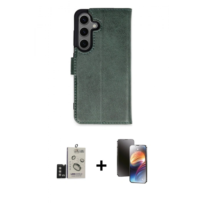 MARSİLYAN™- Galaxy S24 Kılıf Siluet Işık Serisi - Siyah 3D Antistatik Mat Seramik Nano Ekran Koruyucu + Bilvis Titan Kamera Lens - DNMR