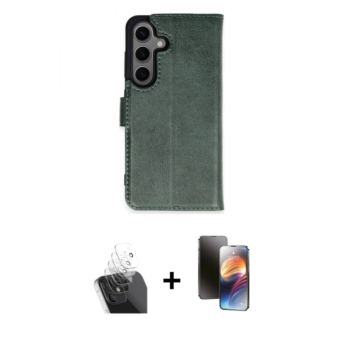 MARSİLYAN™- Galaxy S24 Kılıf Siluet Işık Serisi - Siyah 3D Antistatik Mat Seramik Nano Ekran Koruyucu + Kamera Lens Koruma Cam - SF
