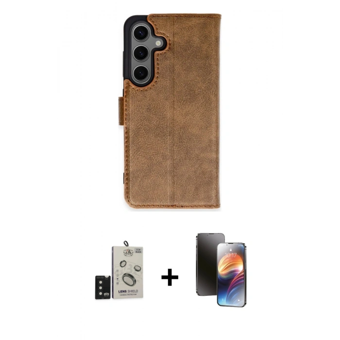 MARSİLYAN™- Galaxy S24 Kılıf Siluet Işık Serisi - Siyah 3D Antistatik Mat Seramik Nano Ekran Koruyucu + Bilvis Titan Kamera Lens - SH