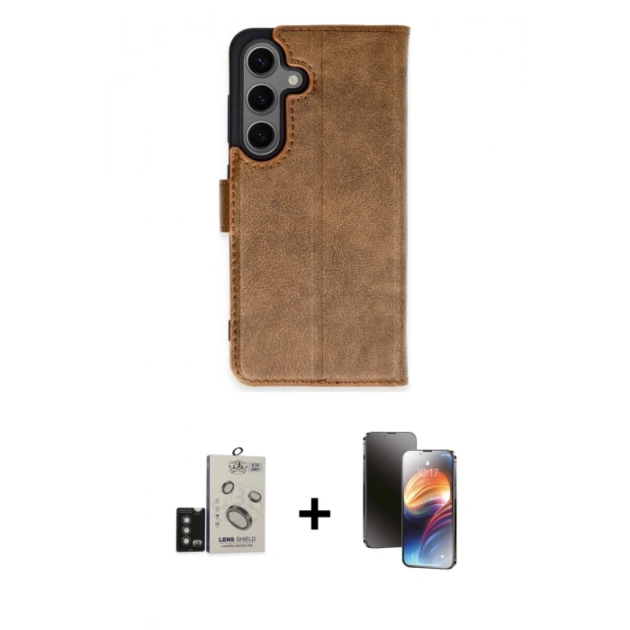 MARSİLYAN™- Galaxy S24 Kılıf Siluet Işık Serisi - Siyah 3D Antistatik Mat Seramik Nano Ekran Koruyucu + Bilvis Titan Kamera Lens - TMGI