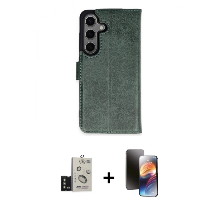 MARSİLYAN™- Galaxy S24 Kılıf Siluet Işık Serisi - Siyah 3D Antistatik Mat Seramik Nano Ekran Koruyucu + Bilvis Titan Kamera Lens - TMGI