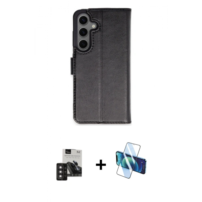 MARSİLYAN™- Galaxy S24 Kılıf Siluet Işık Serisi - Siyah 3D Antistatik Seramik Nano Ekran Koruyucu + PVD Metal Kamera Lens - DNMR