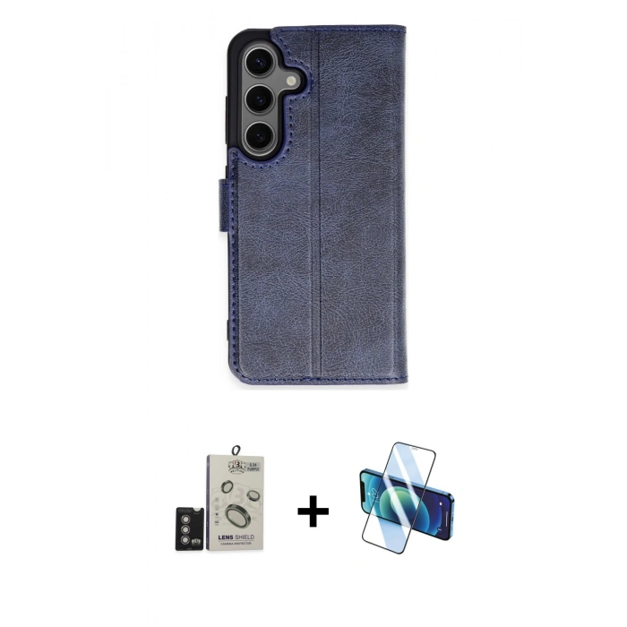 MARSİLYAN™- Galaxy S24 Kılıf Siluet Işık Serisi - Siyah 3D Antistatik Seramik Nano Ekran Koruyucu + Bilvis Titan Kamera Lens - DNMR