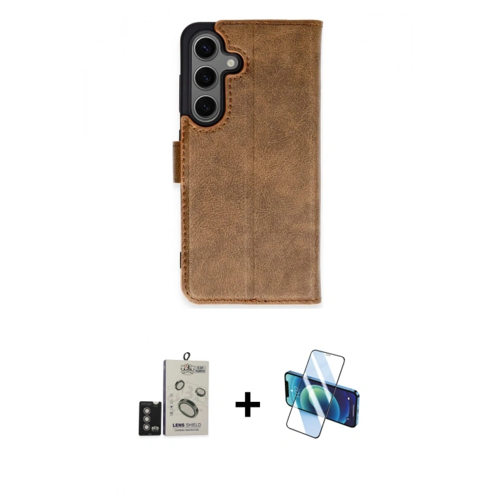 MARSİLYAN™- Galaxy S24 Kılıf Siluet Işık Serisi - Siyah 3D Antistatik Seramik Nano Ekran Koruyucu + Bilvis Titan Kamera Lens - DNMR