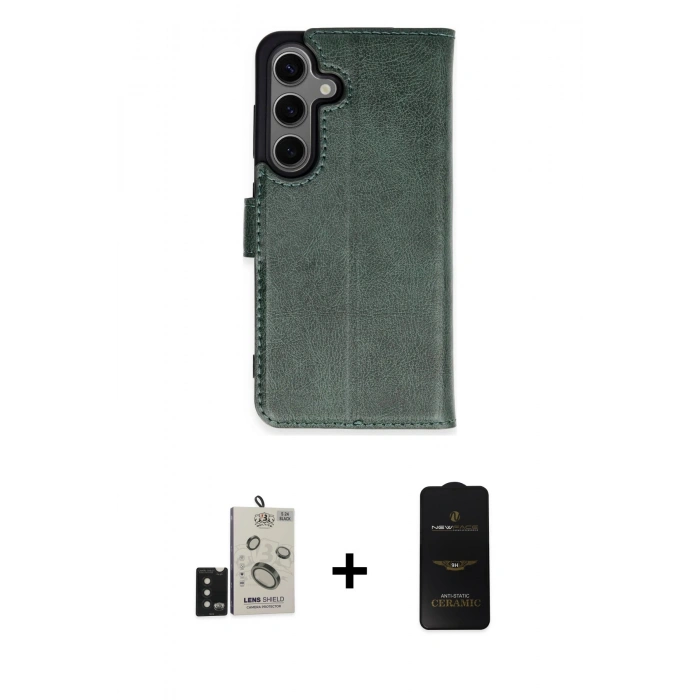 MARSİLYAN™- Galaxy S24 Kılıf Siluet Işık Serisi - Siyah 6D Antistatik Mat Seramik Hayalet Nano Ekran Koruyucu + Bilvis Titan Kamera Lens - SH