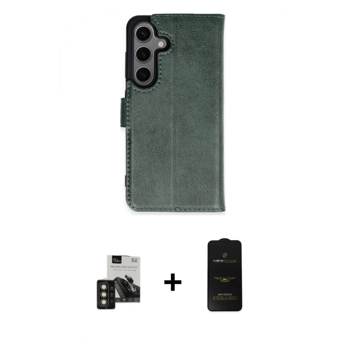 MARSİLYAN™- Galaxy S24 Kılıf Siluet Işık Serisi - Siyah 6D Antistatik Mat Seramik Hayalet Nano Ekran Koruyucu + PVD Metal Kamera Lens - GD
