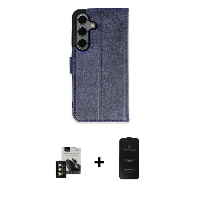 MARSİLYAN™- Galaxy S24 Kılıf Siluet Işık Serisi - Siyah 6D Antistatik Mat Seramik Hayalet Nano Ekran Koruyucu + PVD Metal Kamera Lens - GD