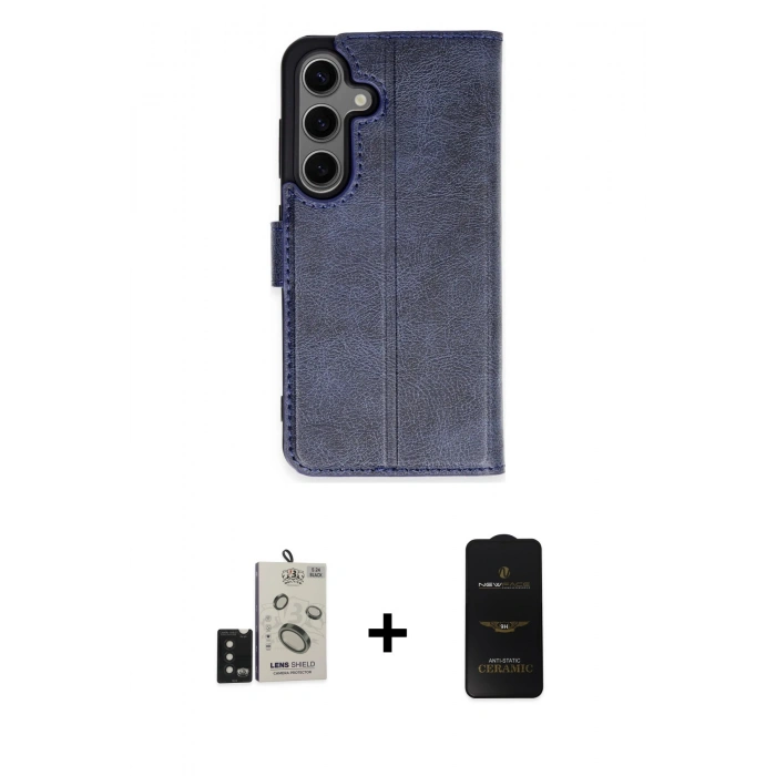 MARSİLYAN™- Galaxy S24 Kılıf Siluet Işık Serisi - Siyah 6D Antistatik Mat Seramik Hayalet Nano Ekran Koruyucu + Bilvis Titan Kamera Lens - SH