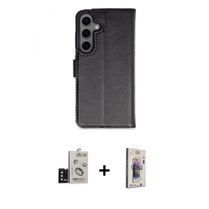 MARSİLYAN™- Galaxy S24 Kılıf Siluet Işık Serisi - Siyah Bilvis 3D Cam Ekran Koruyucu + Bilvis Titan Kamera Lens - TMGI