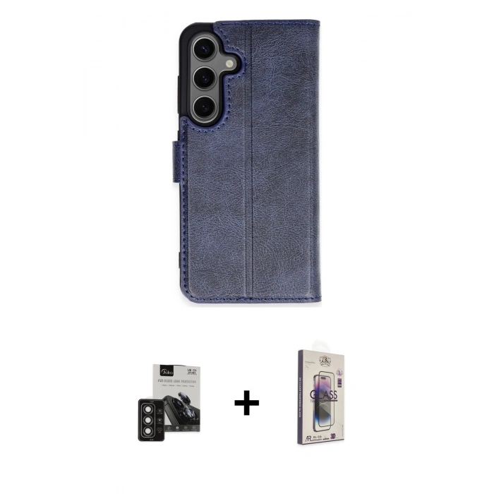 MARSİLYAN™- Galaxy S24 Kılıf Siluet Işık Serisi - Siyah Bilvis 3D Cam Ekran Koruyucu + PVD Metal Kamera Lens - DNMR