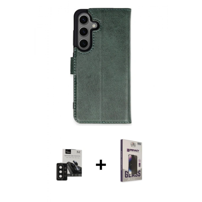 MARSİLYAN™- Galaxy S24 Kılıf Siluet Işık Serisi - Siyah Bilvis Hayalet Cam Ekran Koruyucu + PVD Metal Kamera Lens - SH