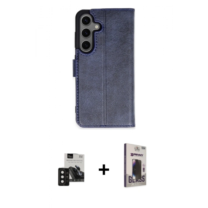 MARSİLYAN™- Galaxy S24 Kılıf Siluet Işık Serisi - Siyah Bilvis Hayalet Cam Ekran Koruyucu + PVD Metal Kamera Lens - SH