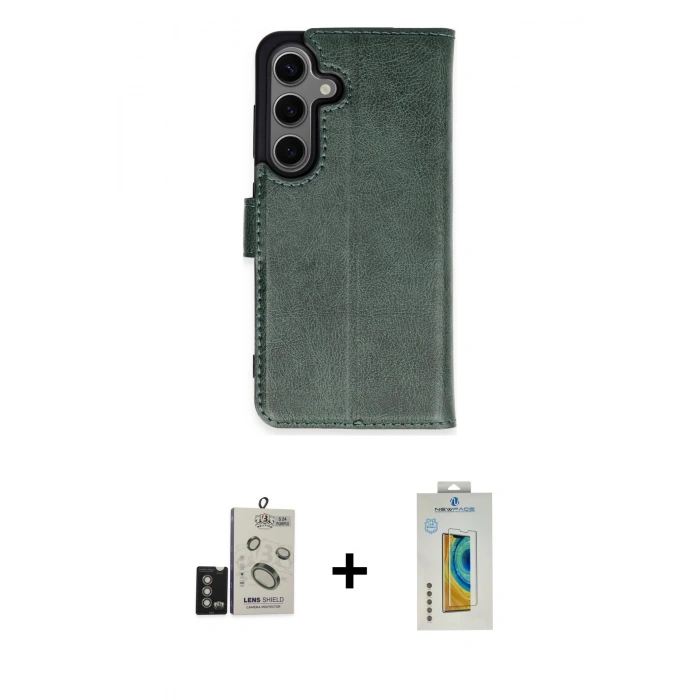 MARSİLYAN™- Galaxy S24 Kılıf Siluet Işık Serisi - Siyah Polymer Nano Ekran Koruyucu + Derin Mor Bilvis Titan Kamera Lens