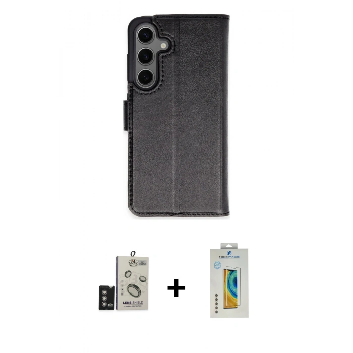 MARSİLYAN™- Galaxy S24 Kılıf Siluet Işık Serisi - Siyah Polymer Nano Ekran Koruyucu + Derin Mor Bilvis Titan Kamera Lens