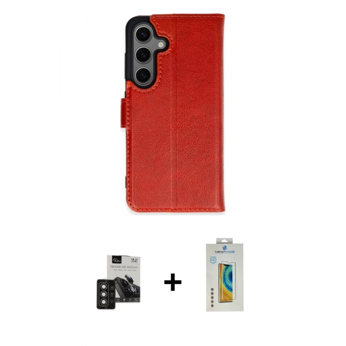 MARSİLYAN™- Galaxy S24 Kılıf Siluet Işık Serisi - Siyah Polymer Nano Ekran Koruyucu + PVD Metal Kamera Lens - TNGI