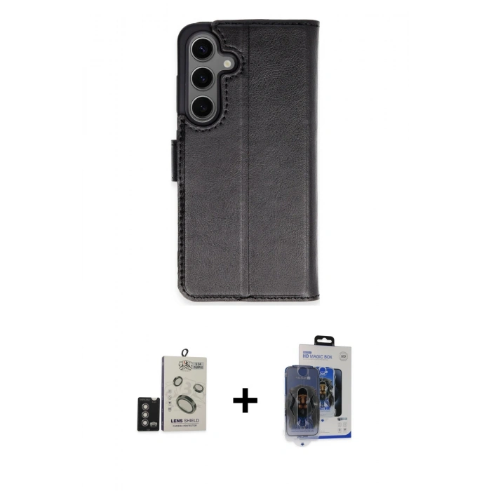 MARSİLYAN™- Galaxy S24 Kılıf Siluet Işık Serisi - Siyah Vanessa Magic Cam + Bilvis Titan Kamera Lens - DNMR